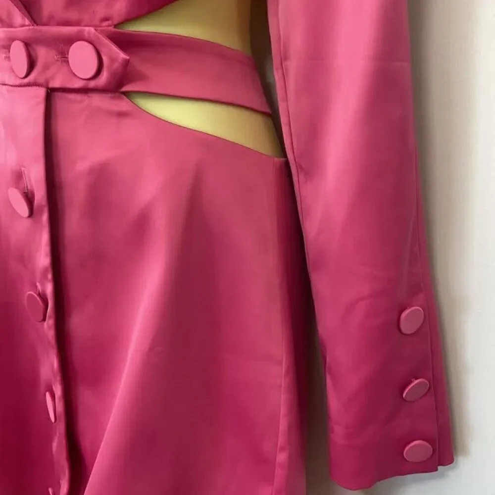 FOR LOVE AND LEMONS DRESS "MARIE' PINK SATIN OPEN BACK NWOT SZ SM - Picture 5 of 9